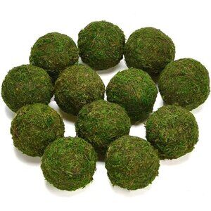Natural Green Moss Decorative Ball,Handmade (3.5"-Set of 6)